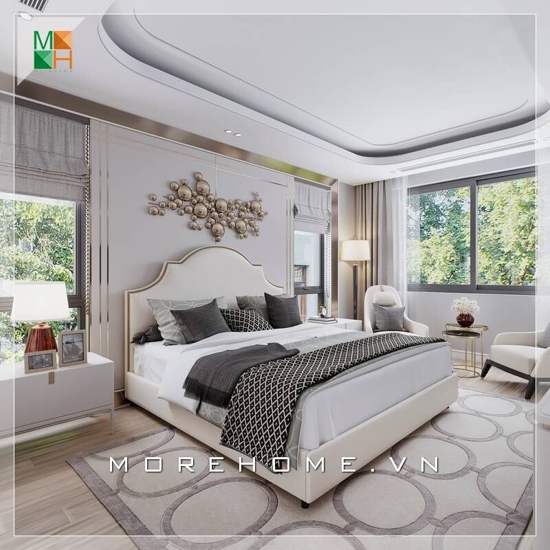 Người ta được chiêm ngưỡng một mẫu thiết kế nội thất phòng ngủ đẹp sang trọng, có phong cách tân cổ điển, phù hợp với các không gian nhà phố, chung cư, biệt thự.